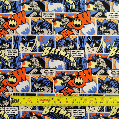 FS636_5 Batman Pop Comics Cotton | Fabric | Batman, Blue, Brand, Branded, Children, comic, comics, Cotton, Cotton SALE, dc, drape, Fabric, fashion fabric, hero, Kids, Light blue, logo, making, superhero | Fabric Styles