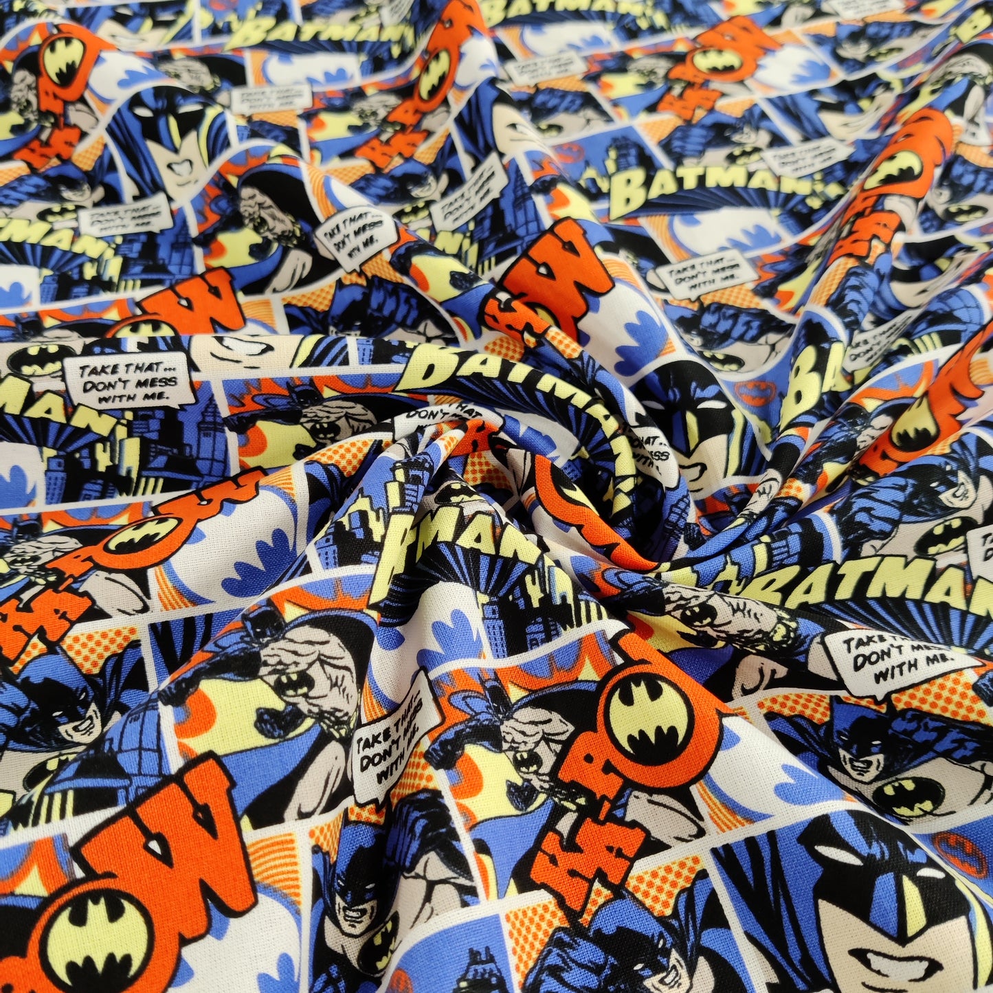 FS636_5 Batman Pop Comics Cotton | Fabric | Batman, Blue, Brand, Branded, Children, comic, comics, Cotton, Cotton SALE, dc, drape, Fabric, fashion fabric, hero, Kids, Light blue, logo, making, superhero | Fabric Styles