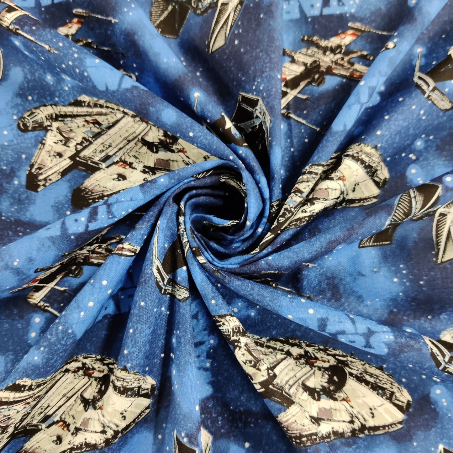 FS598_3 Star Wars Rebel Ships Blue Cotton | Fabric | Brand, Branded, Children, comic, Cotton, Darth, Darth Vader, Fabric, fashion fabric, Flash, Iron Man, Kids, logo, making, man, Navy, Star, Star Wars, Vader, War, Wars | Fabric Styles