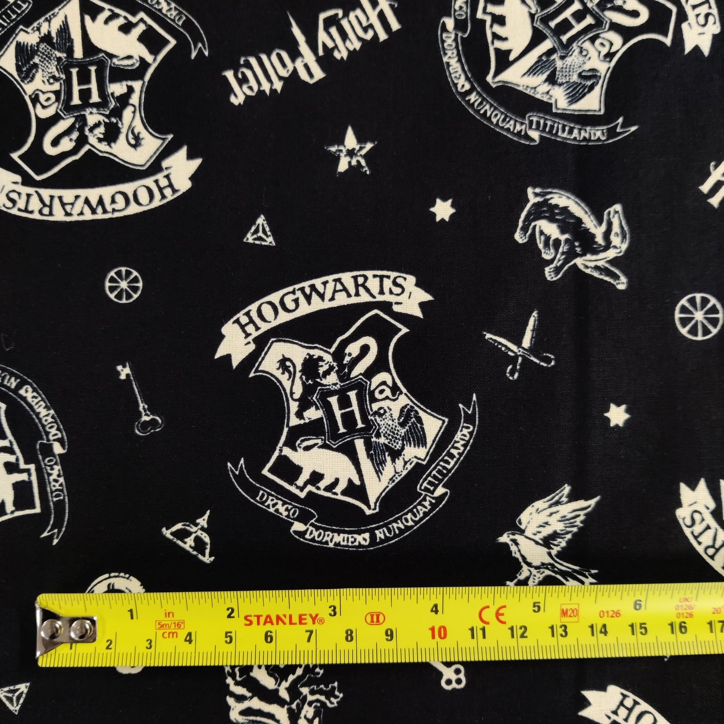 FS635_16 Harry Potter Hogwarts Crest | Fabric | Black, Children, Cotton, Crests, FS635, Harry Potter | Fabric Styles