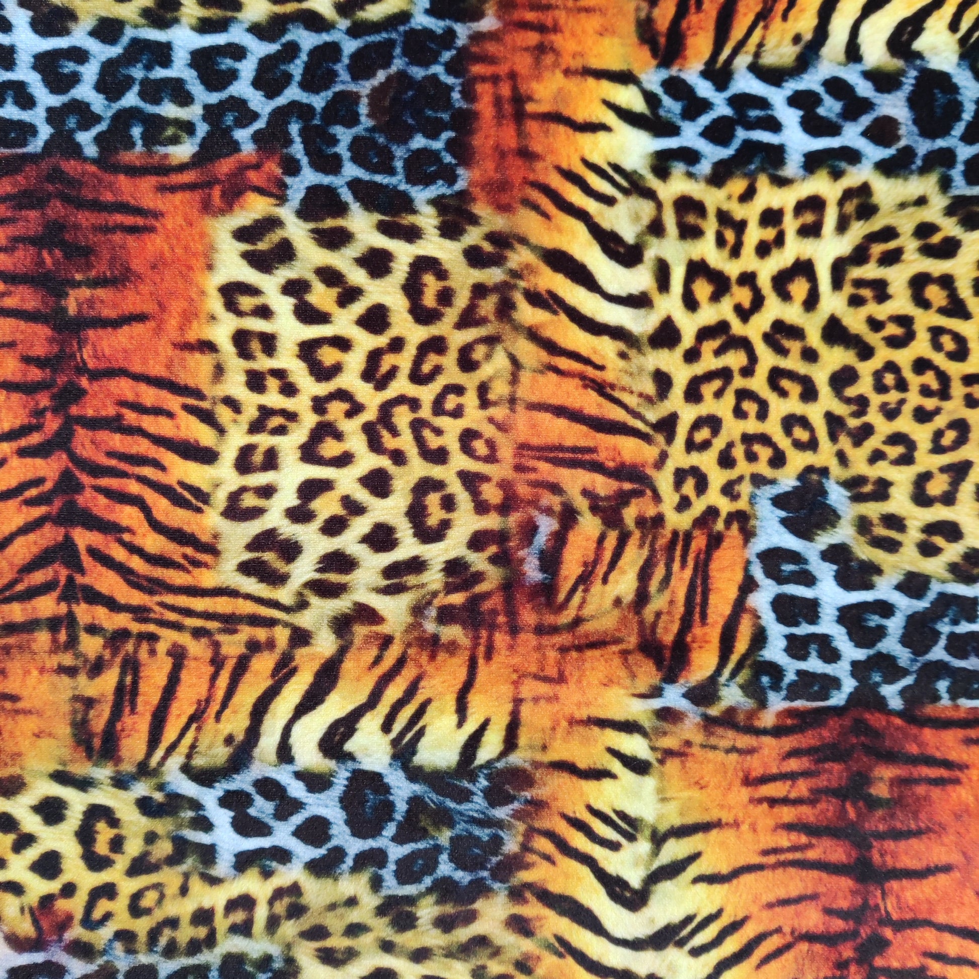 FS844 Animal Tiger Leopard Patch Velvet Stretch Knit Fabric Orange | Fabric | Animal, fabric, Gold, Leopard, Material, Orange, Tiger, Velour, Velvet, Zebra | Fabric Styles