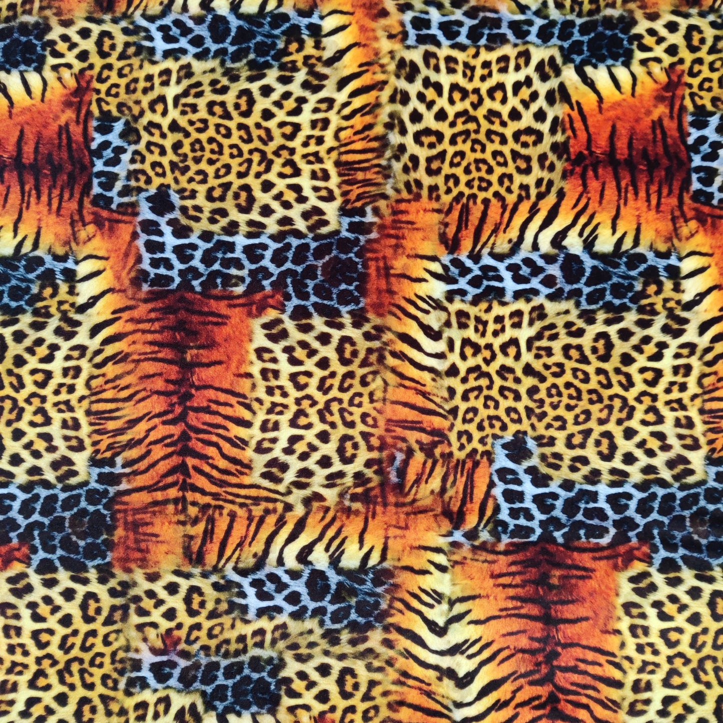 FS844 Animal Tiger Leopard Patch Velvet Stretch Knit Fabric Orange | Fabric | Animal, fabric, Gold, Leopard, Material, Orange, Tiger, Velour, Velvet, Zebra | Fabric Styles