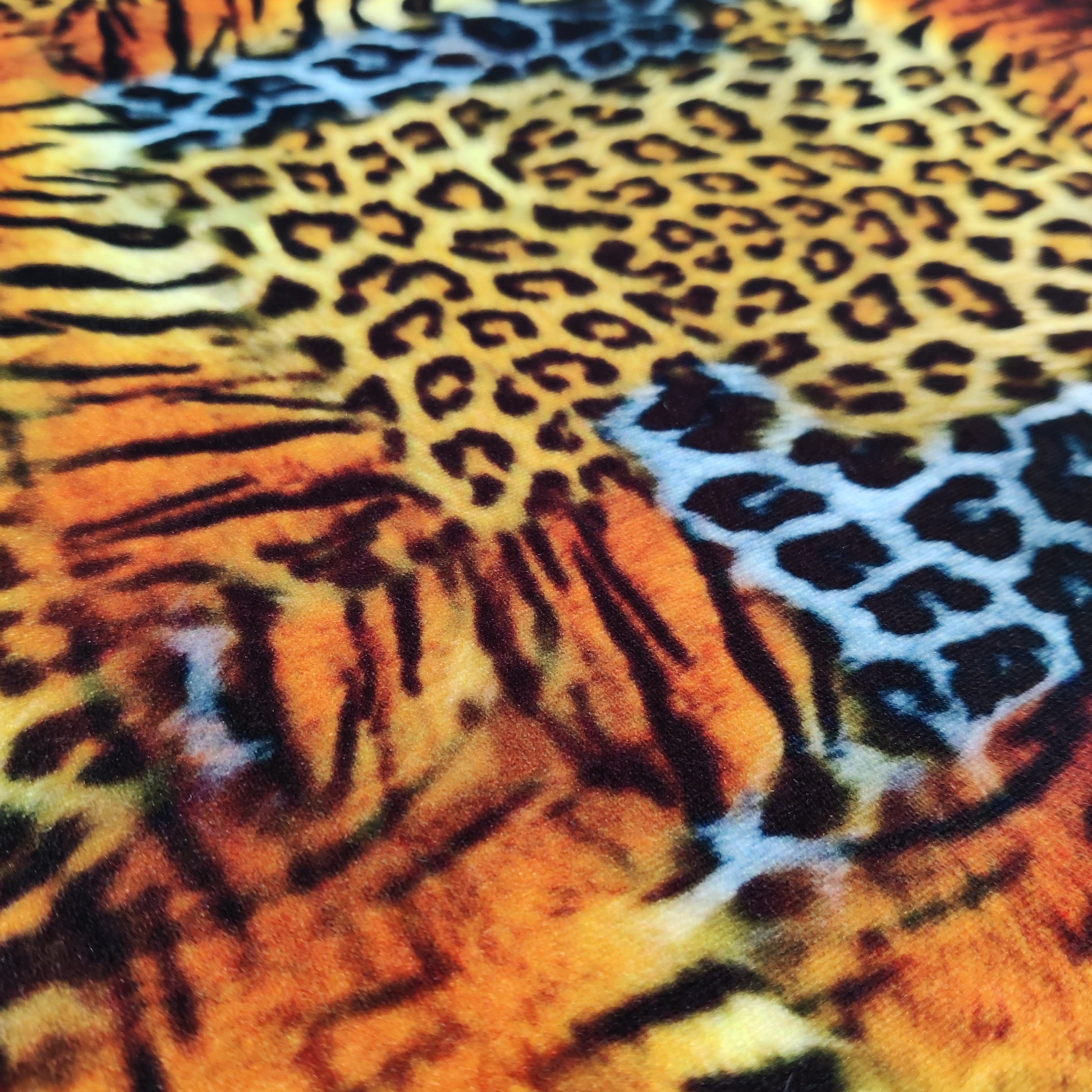 FS844 Animal Tiger Leopard Patch Velvet Stretch Knit Fabric Orange | Fabric | Animal, fabric, Gold, Leopard, Material, Orange, Tiger, Velour, Velvet, Zebra | Fabric Styles