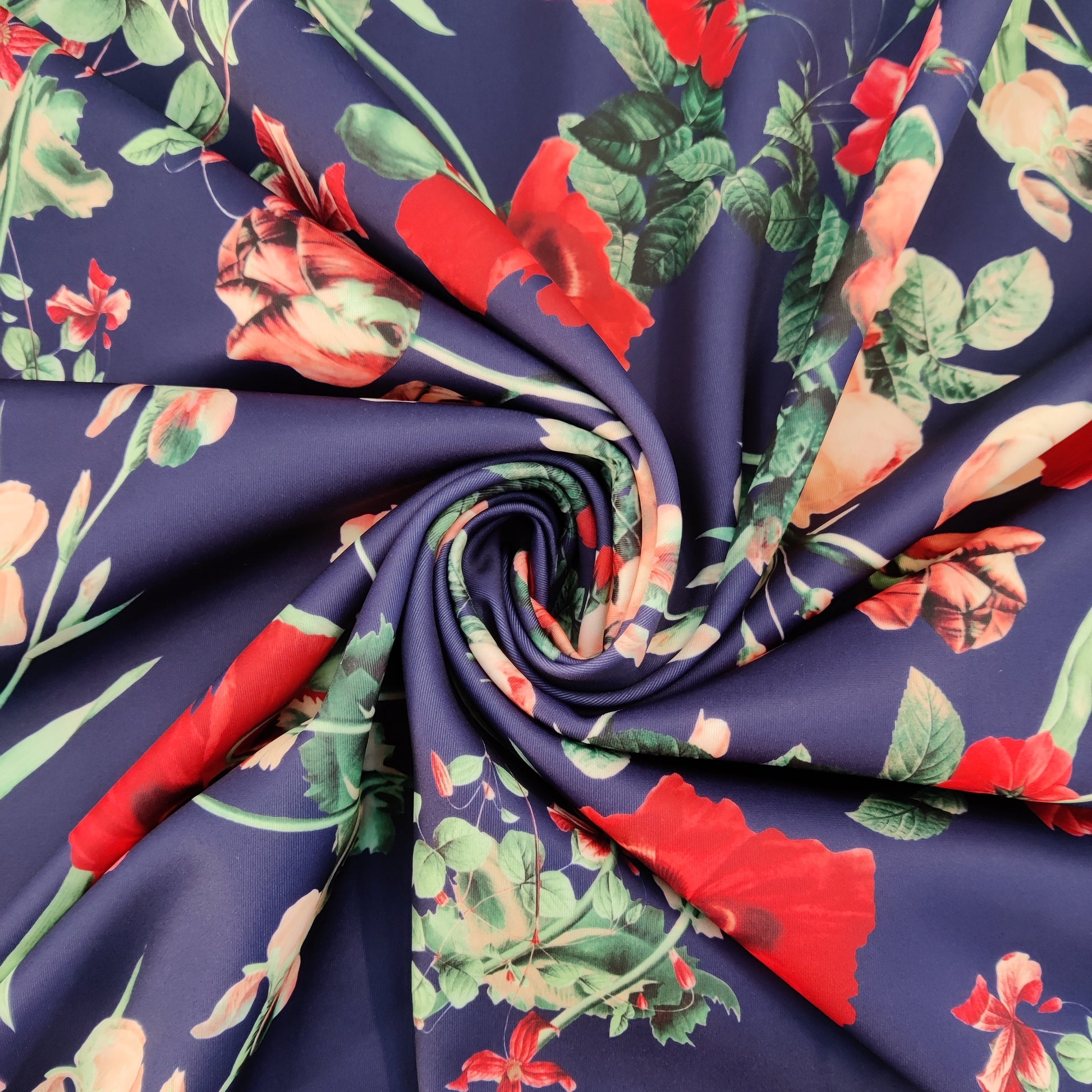 FS1045 Navy Floral Stretch Knit Fabric Navy | Fabric | Fabric, fashion fabric, Floral, making, Navy, Sale, Scuba, sewing, stretch, Stretchy | Fabric Styles