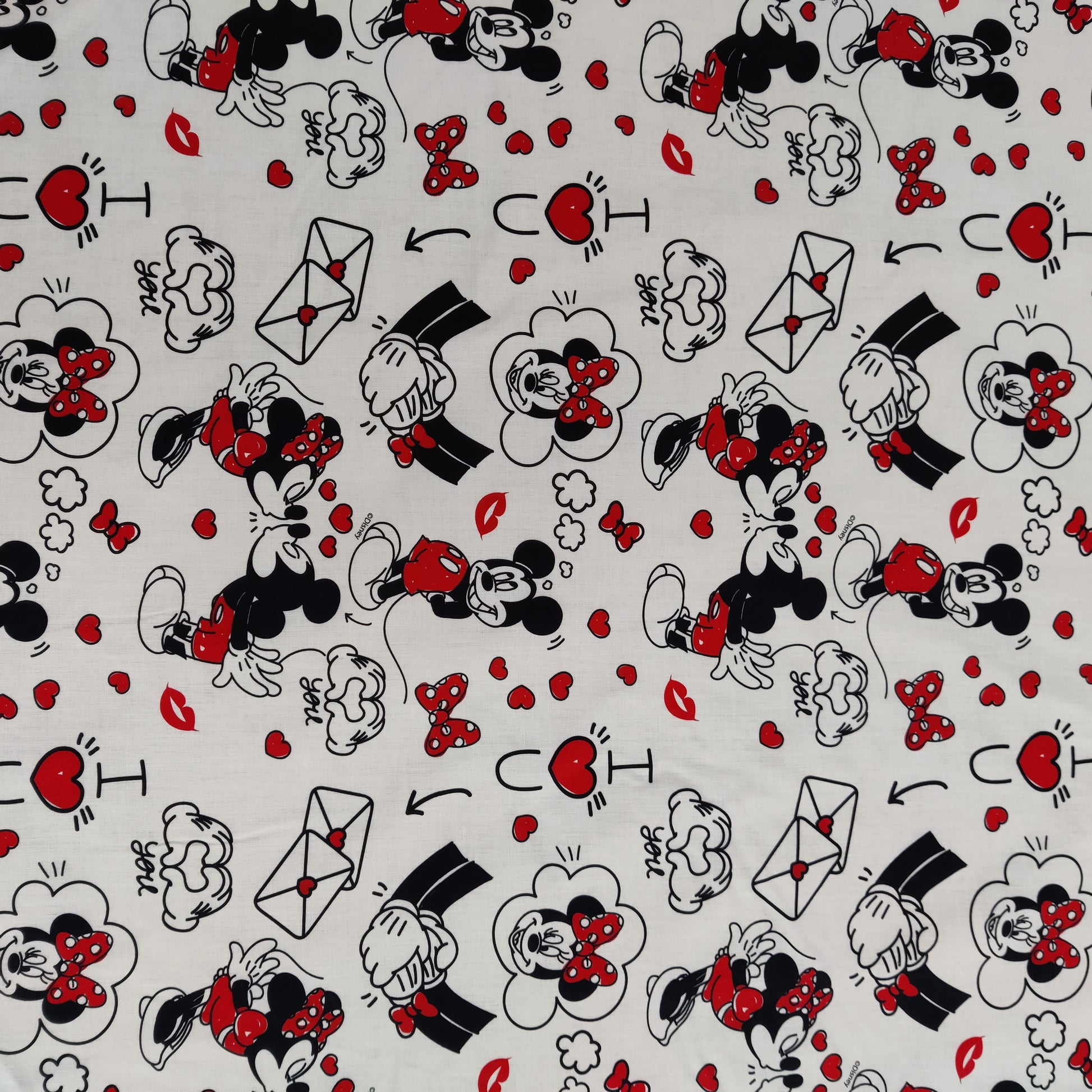 FS760_3 Disney Love Letters | Fabric | blue, Brand, Branded, Children, Cotton, Denim, Disney, drape, Fabric, fashion fabric, Kids, Letters, Light blue, Love, making, Mermaid, Mickey, Mickey mouse, Minnie, Minnie Mouse, Mouse, Pink, sewing, Skirt, Stripe | Fabric Styles