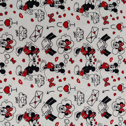 FS760_3 Disney Love Letters | Fabric | blue, Brand, Branded, Children, Cotton, Denim, Disney, drape, Fabric, fashion fabric, Kids, Letters, Light blue, Love, making, Mermaid, Mickey, Mickey mouse, Minnie, Minnie Mouse, Mouse, Pink, sewing, Skirt, Stripe | Fabric Styles