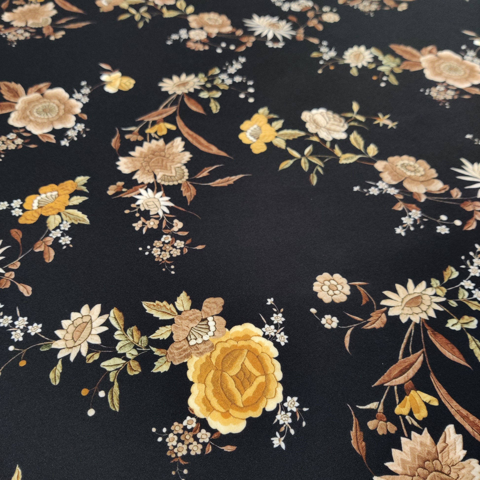 FS849 Black Floral | fabric, limited, sale, scuba | Fabric Styles