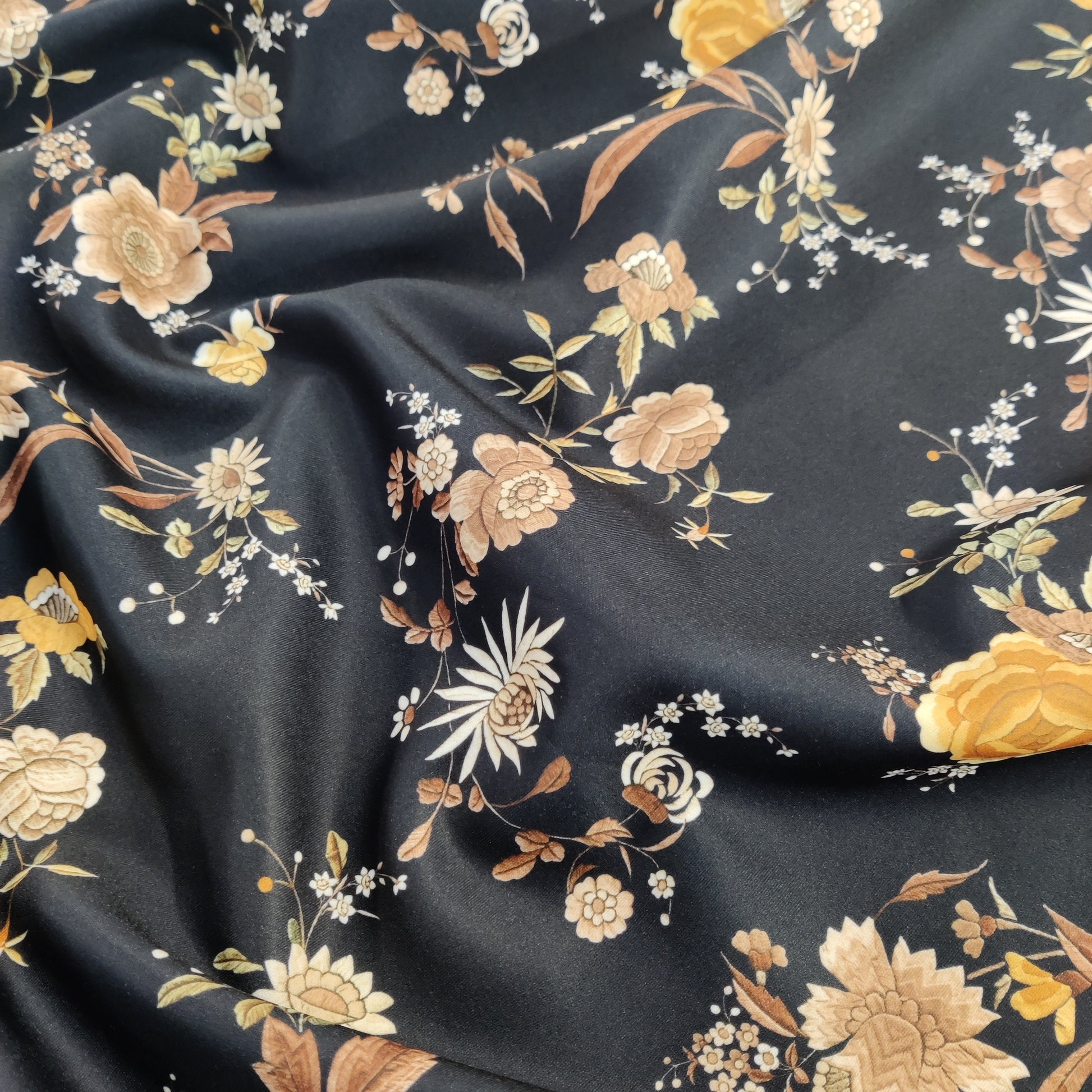 FS849 Black Floral | fabric, limited, sale, scuba | Fabric Styles