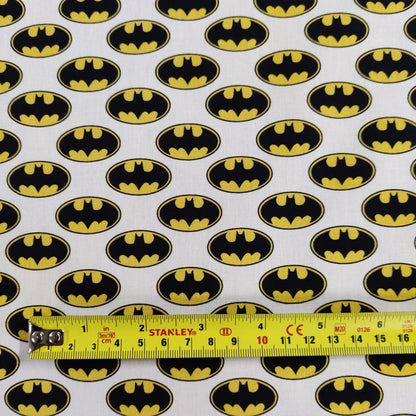 FS636_7 Batman Classic Badge Cotton | Fabric | Batman, Blue, Brand, Branded, Children, comic, comics, Cotton, Cotton SALE, dc, drape, Fabric, fashion fabric, hero, Kids, Light blue, logo, making, Pencil, superhero | Fabric Styles