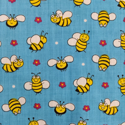 FS884 Bees Polycotton | Fabric | Animal, Bees, Children, Fabric, fashion fabric, Fox, Kid, Kids, making, Poly, Poly Cotton, Sale, sewing, Skirt, White | Fabric Styles