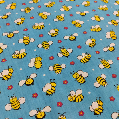 FS884 Bees Polycotton | Fabric | Animal, Bees, Children, Fabric, fashion fabric, Fox, Kid, Kids, making, Poly, Poly Cotton, Sale, sewing, Skirt, White | Fabric Styles