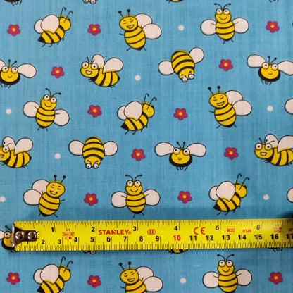 FS884 Bees Polycotton | Fabric | Animal, Bees, Children, Fabric, fashion fabric, Fox, Kid, Kids, making, Poly, Poly Cotton, Sale, sewing, Skirt, White | Fabric Styles