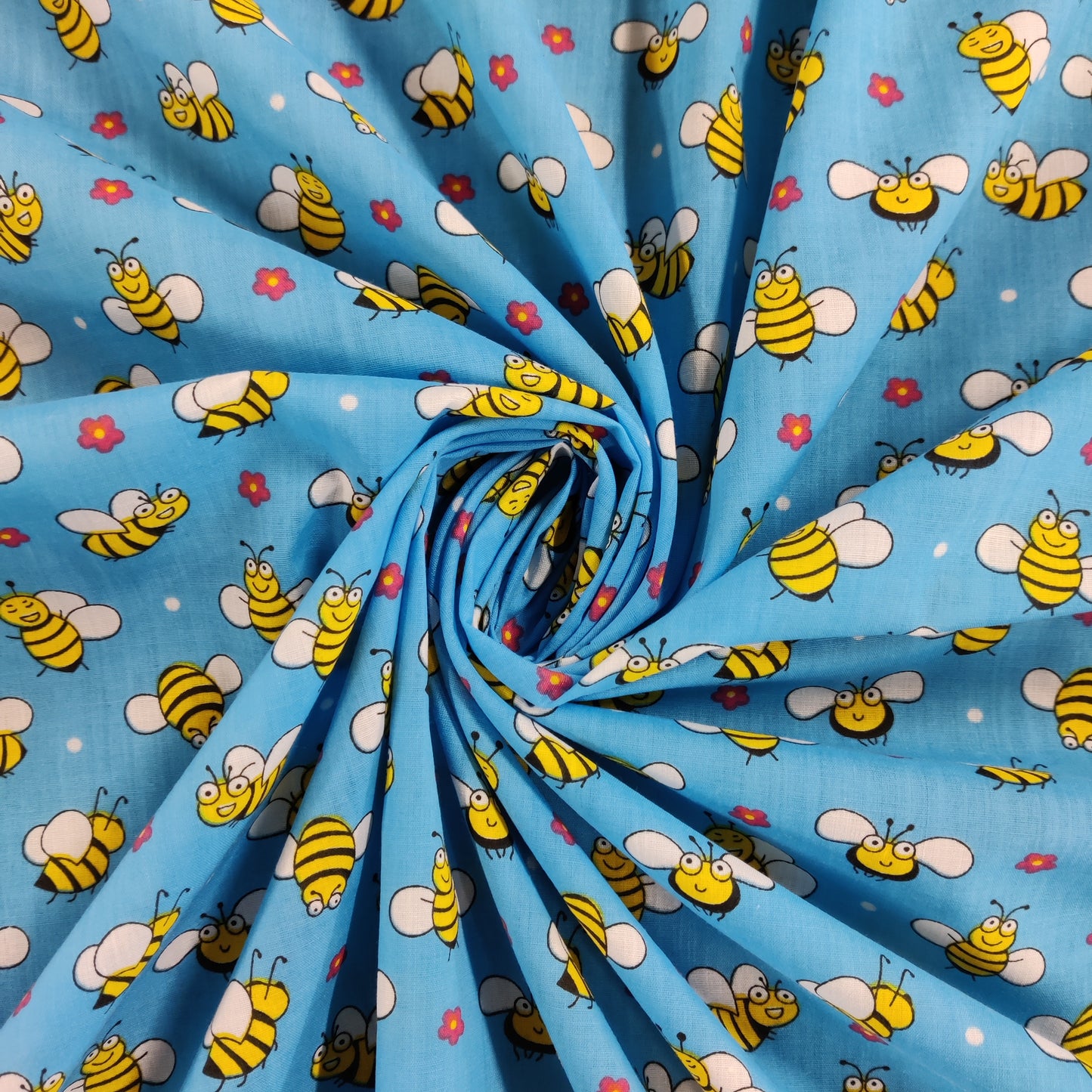 FS884 Bees Polycotton | Fabric | Animal, Bees, Children, Fabric, fashion fabric, Fox, Kid, Kids, making, Poly, Poly Cotton, Sale, sewing, Skirt, White | Fabric Styles