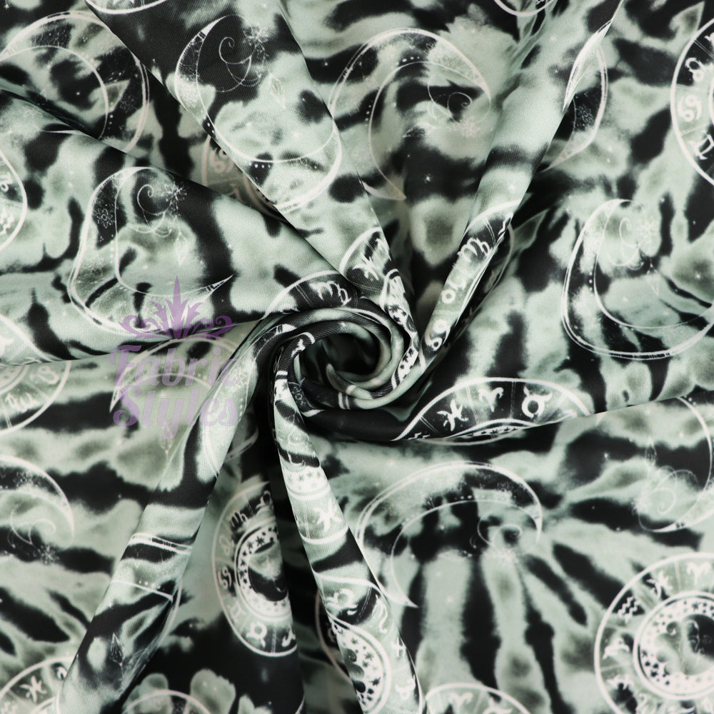 FS442 Zodiac | Fabric | Animal, drape, Fabric, fashion fabric, Mono chrome, Monochrome, Nude, Scuba, sewing, Spot, Spots, Stretchy, Tie Dye | Fabric Styles