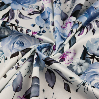 FS999_3 Blue Botanic Floral | Fabric | blue, fabric, floral, FS426, FS999, Peony, roses, scuba | Fabric Styles