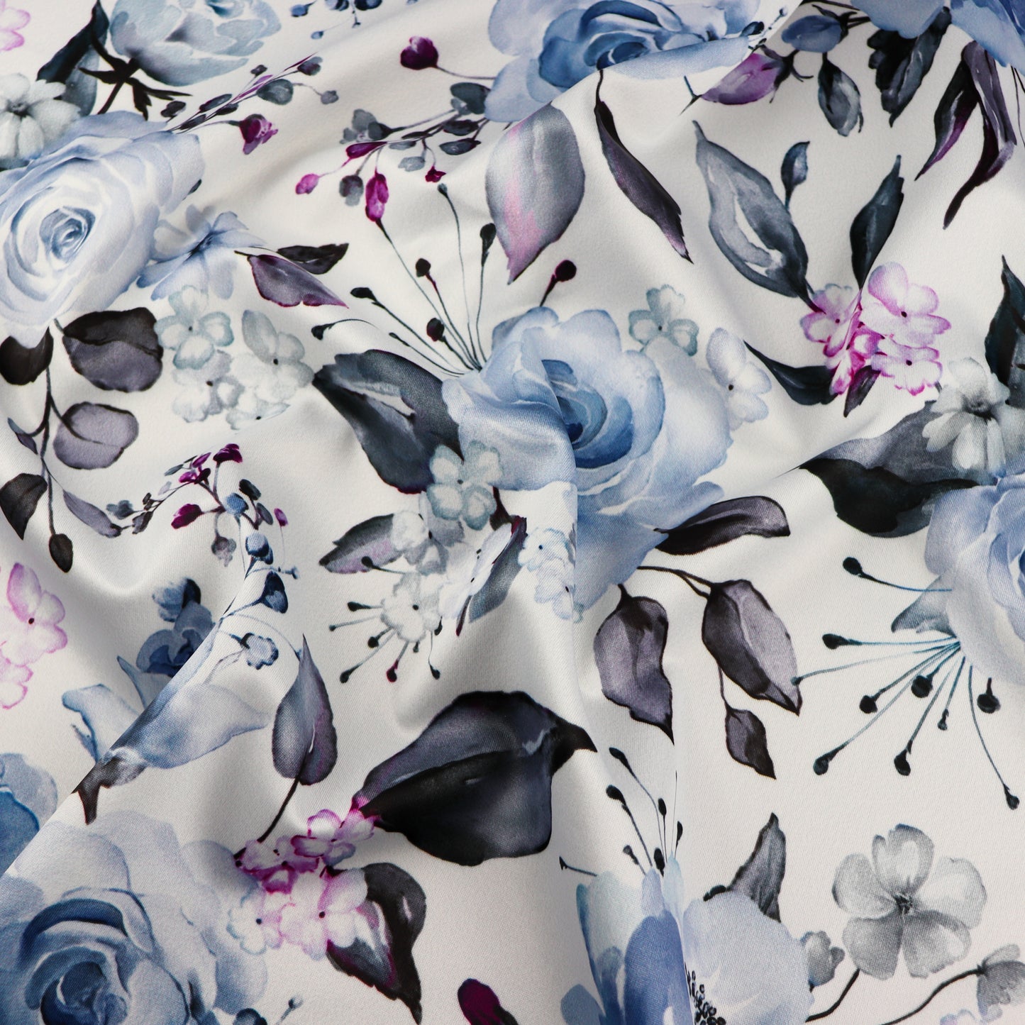 FS999_3 Blue Botanic Floral | Fabric | blue, fabric, floral, FS426, FS999, Peony, roses, scuba | Fabric Styles