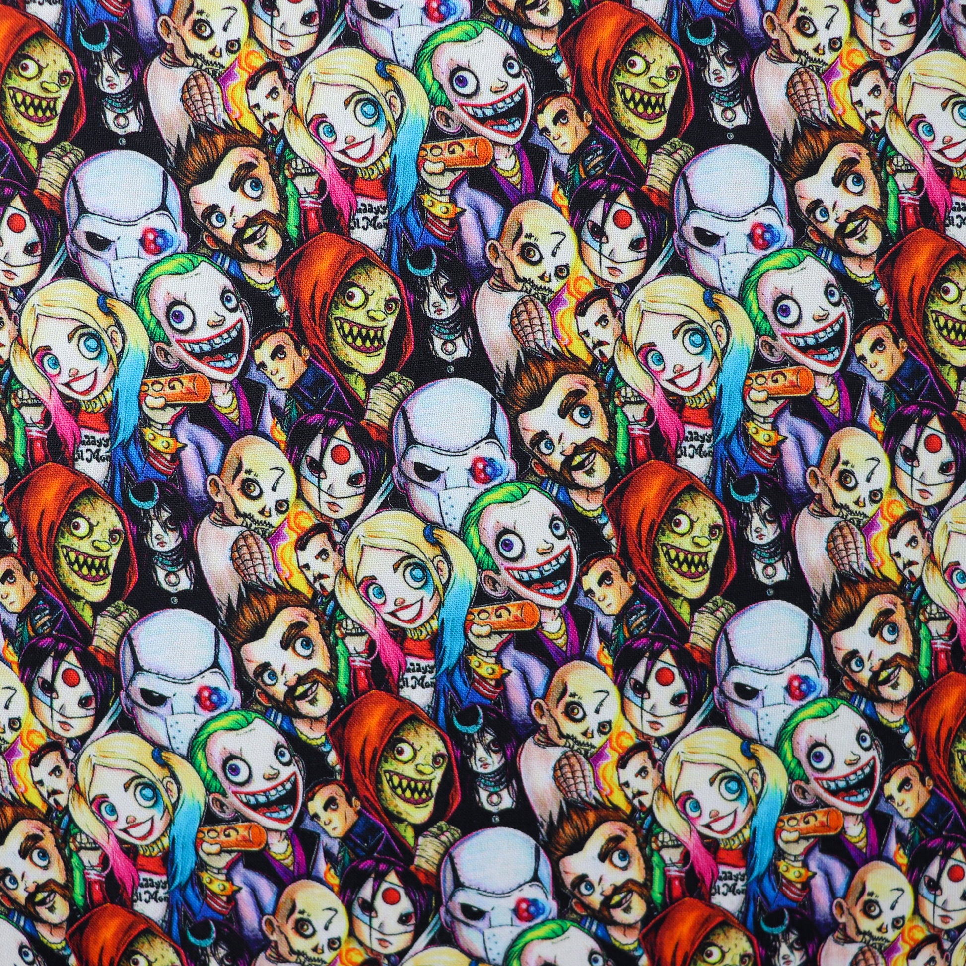 FS1108 Scare Squad Cotton Fabric | Fabric | Bird, Birds, Children, children's, Chilling, Cotton, Cuties, drape, Fabric, fashion fabric, Humming, Kids, making, Monstor, Monstors, Rainbow, Scare, Scary, sewing, Skirt, Skull, Squad | Fabric Styles