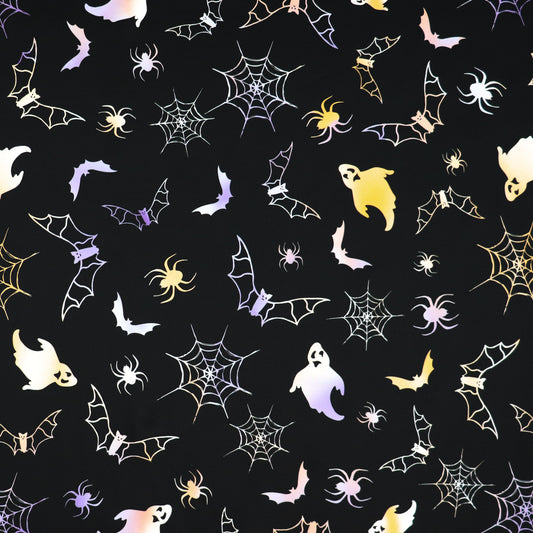 FS1127 Halloween Nightfall Scuba Jersey Stretch | Fabric | Bats, black, halloween, scuba, Spooky, Webs | Fabric Styles