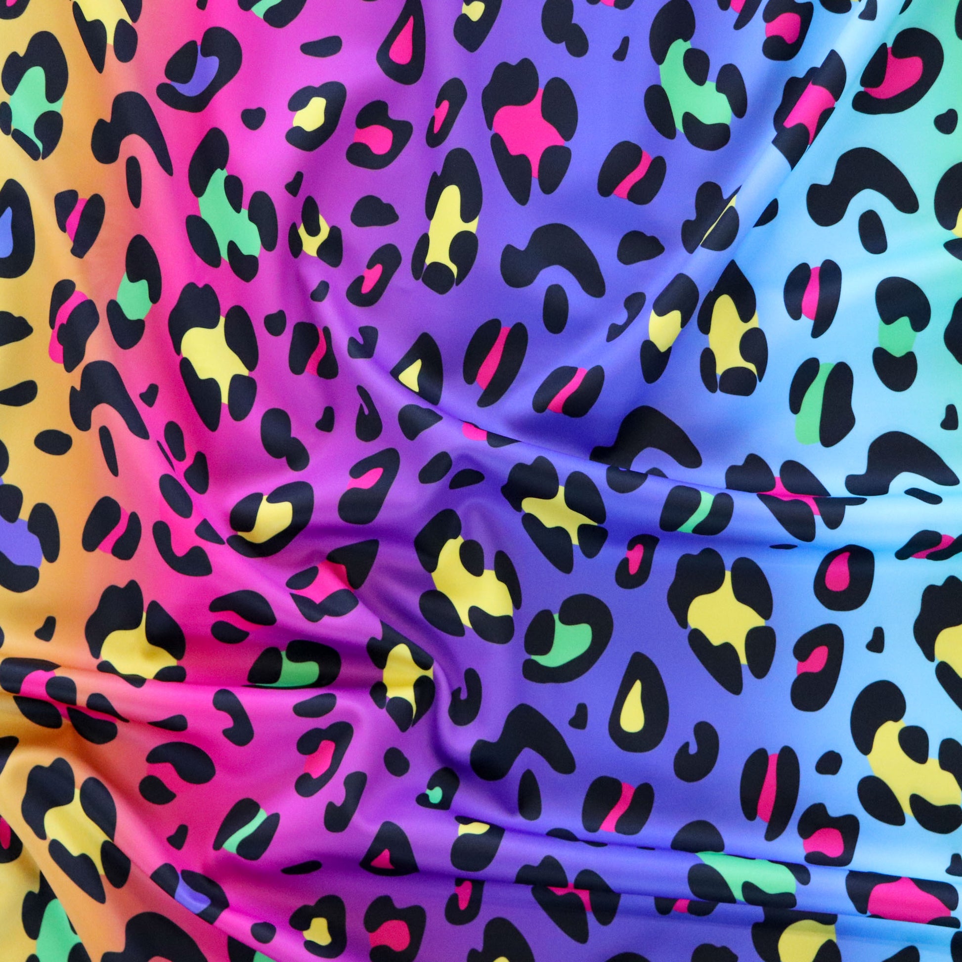 FS1184 Rainbow Hue Leopard Print Scuba Stretch Knit Fabric | Fabric | Animal, fabric, Leopard, Multicolour, New, Rainbow, scuba | Fabric Styles