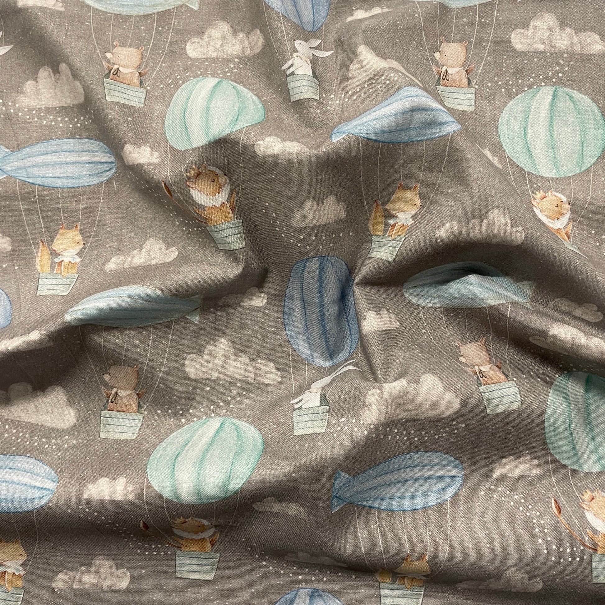 FS867 Adventures in the Sky Pathways Cotton Fabric Grey | Fabric | Clouds, Cotton, drape, Fabric, fashion fabric, Kids, making, Safari, Sale, sewing, Skirt, Woven | Fabric Styles