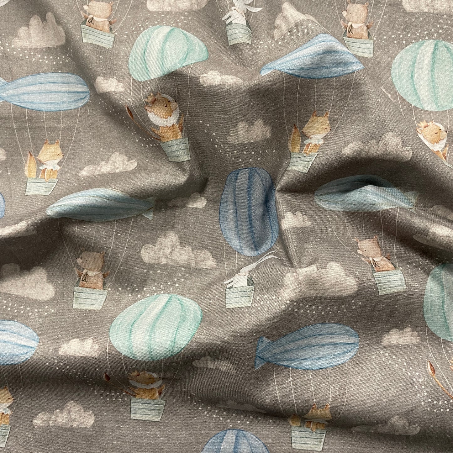 FS867 Adventures in the Sky Pathways Cotton Fabric Grey | Fabric | Clouds, Cotton, drape, Fabric, fashion fabric, Kids, making, Safari, Sale, sewing, Skirt, Woven | Fabric Styles