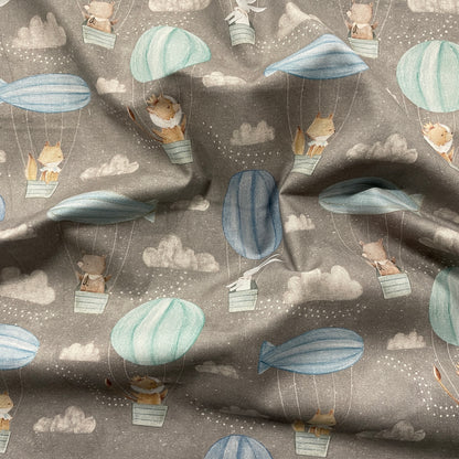 FS867 Adventures in the Sky Pathways Cotton Fabric Grey | Fabric | Clouds, Cotton, drape, Fabric, fashion fabric, Kids, making, Safari, Sale, sewing, Skirt, Woven | Fabric Styles