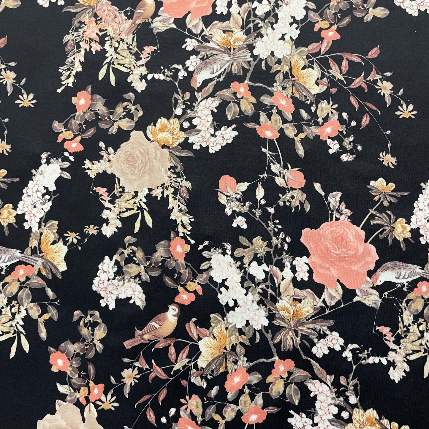 FS898 Black Floral | Fabric | Black, Fabric, fashion fabric, Floral, jersey, Purple, Sale, scuba, sewing, stretch | Fabric Styles