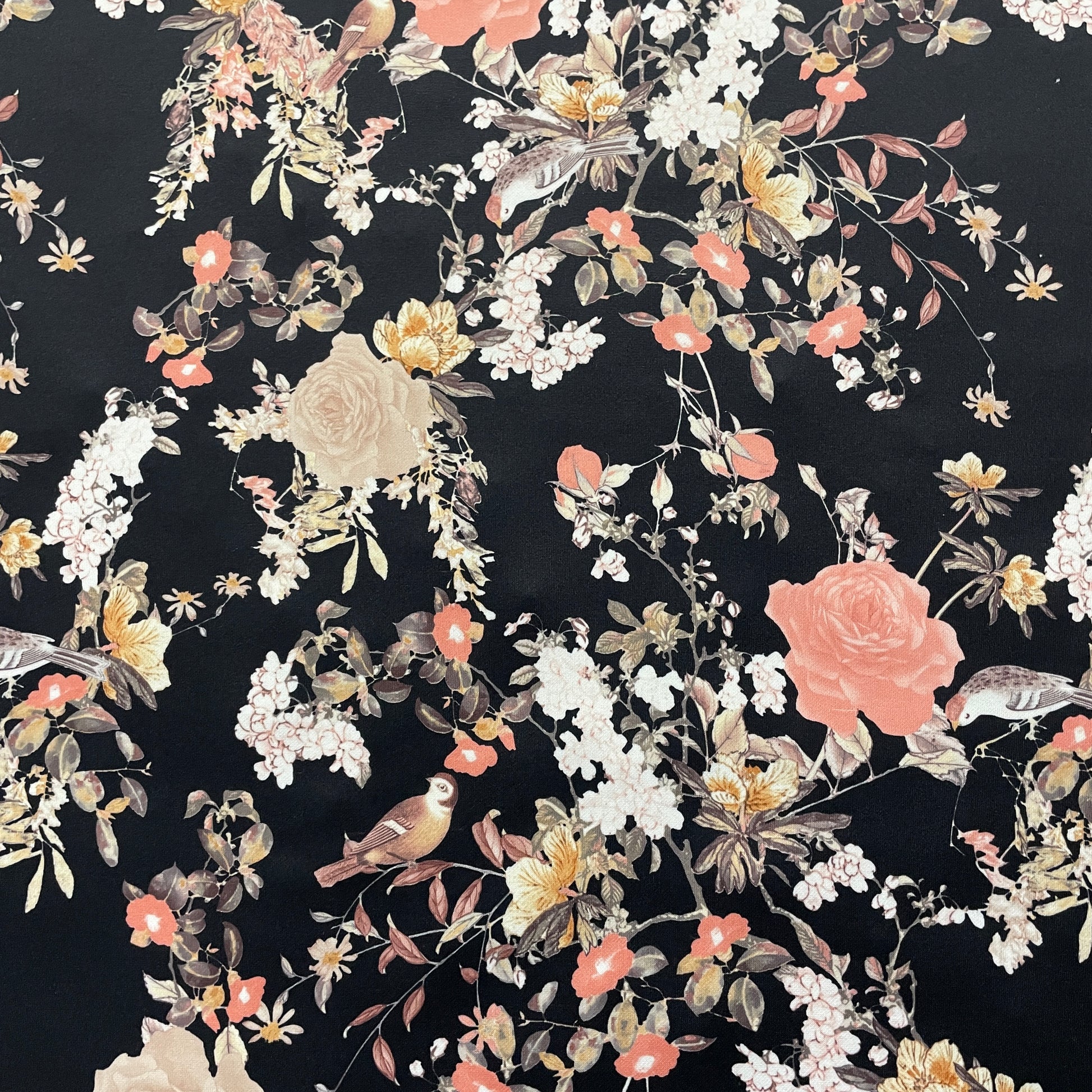 FS898 Black Floral | Fabric | Black, Fabric, fashion fabric, Floral, jersey, Purple, Sale, scuba, sewing, stretch | Fabric Styles