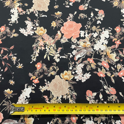 FS898 Black Floral | Fabric | Black, Fabric, fashion fabric, Floral, jersey, Purple, Sale, scuba, sewing, stretch | Fabric Styles