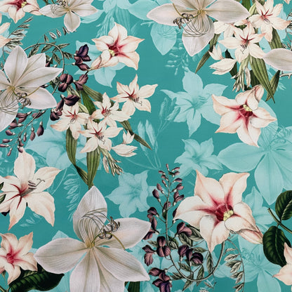 FS314 Lily Amaryllis Floral | Fabric | Amaryllis, Fabric, Floral, Flower, Flowers, Leaf, Leaves, Light, Lily, Oriental Lily, Pearl, Peony, Pink, Purple, Scuba, Summer, White | Fabric Styles