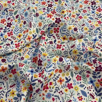 FS805 Ditsy Floral | Fabric | drape, elastane, Fabric, fashion fabric, Floral, Flower, ivory, jersey, making, Polyester, Purple, Scuba, sewing, Stretch, Stretchy | Fabric Styles