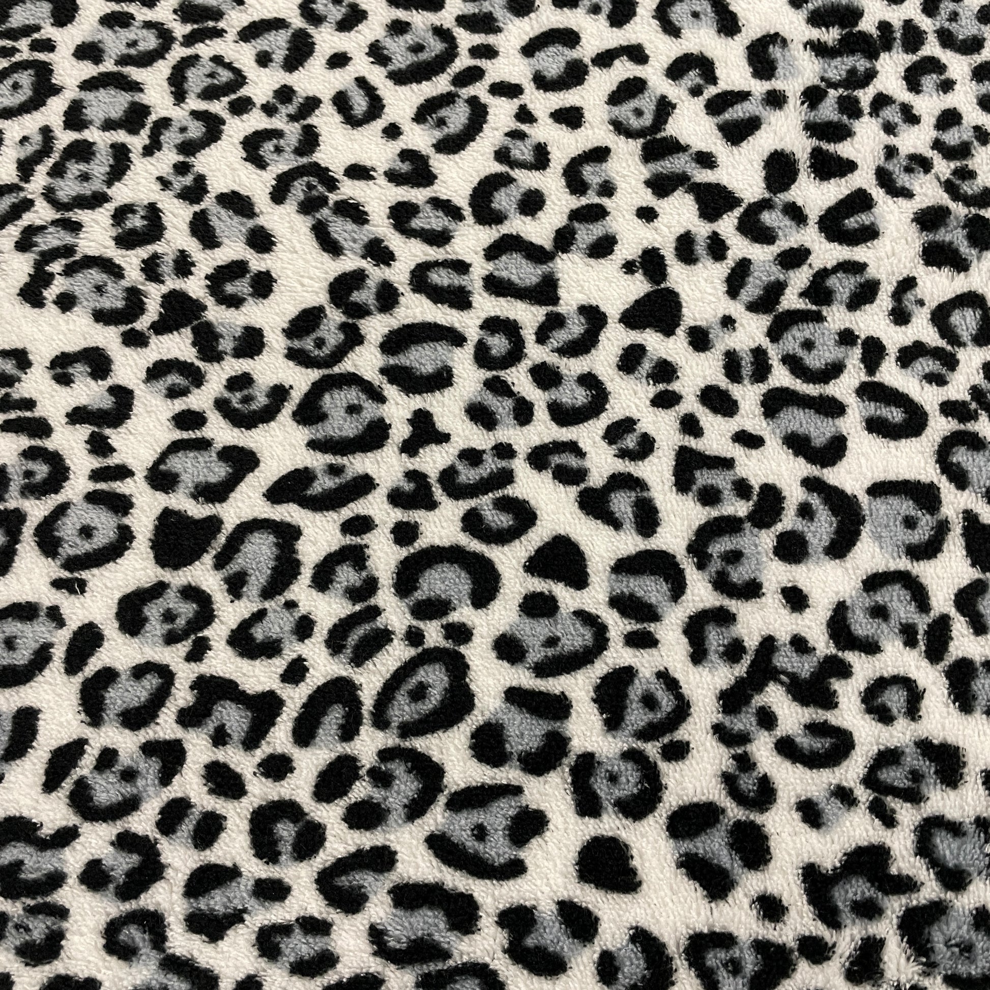 FS925_2 Leopard Cuddle Fleece Fabric Grey | Fabric | Animal, Bright, Brown, Check, Children, Comfort, Cuddle, Cuddle fleece, Cuddly, drape, Fabric, fashion fabric, Fleece, Kids, Leopard, making, Neon, Pets, Polar, Polar Fleece, Polyester, Rainbow, sewing, Skirt, White | Fabric Styles