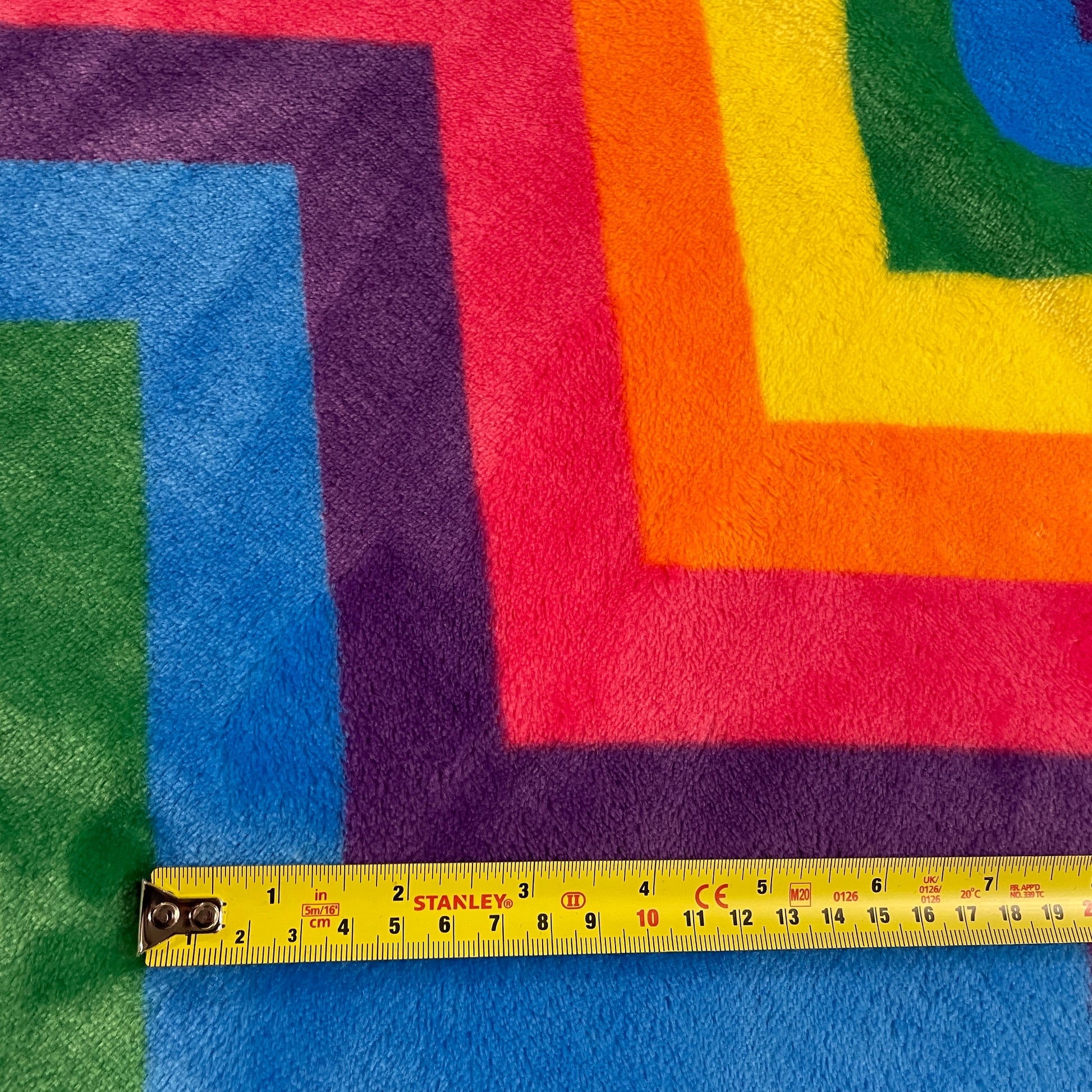 FS924 Rainbow Zigzag Cuddle Fleece Fabric | Fabric | Bright, Check, Children, Comfort, Cuddle, Cuddle fleece, Cuddly, drape, Fabric, fashion fabric, Fleece, Kids, making, Neon, Pets, Polyester, Rainbow, sewing, Skirt, White, Zigzag | Fabric Styles