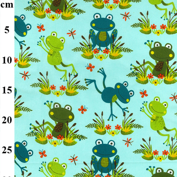 FS741_1 Frogs Blue | Fabric | Animal, Children, Colourful, Cotton, drape, Fabric, fashion fabric, Green, Kids, Limited, making, Multicolour, Sale, sewing, Skirt, White | Fabric Styles