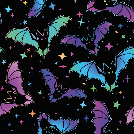 FS1124 Spooky Bats Tie Dye Scuba Jersey Stretch | Fabric | Bats, black, halloween, New, scuba, Spooky | Fabric Styles