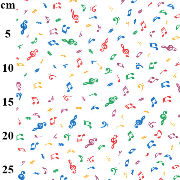 FS738 Beam Notes | Fabric | Children, Cloud, Clouds, Colourful, drape, Fabric, fashion fabric, Green, Kids, making, Multicolour, Musical, Notes, Poly, Poly Cotton, sale, sewing, Signs, Skirt, Treble Clef, White | Fabric Styles