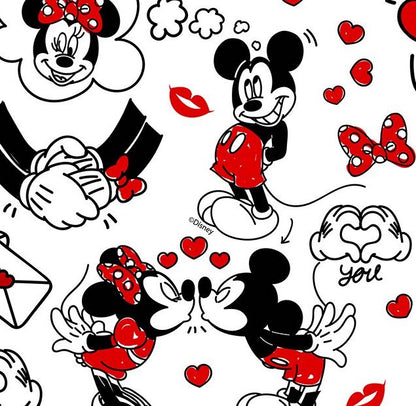 FS760_3 Disney Love Letters | Fabric | blue, Brand, Branded, Children, Cotton, Denim, Disney, drape, Fabric, fashion fabric, Kids, Letters, Light blue, Love, making, Mermaid, Mickey, Mickey mouse, Minnie, Minnie Mouse, Mouse, Pink, sewing, Skirt, Stripe | Fabric Styles