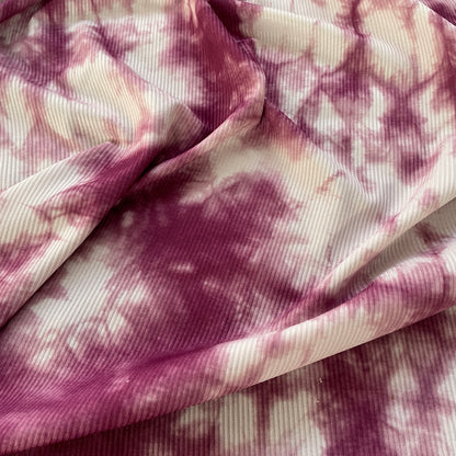 FS890 Tie Dye Rib Stretch Knit Fabric Purple | Fabric | children, drape, elastane, Fabric, fashion fabric, jersey, kid, kids, Loungewear, making, Pink, Polyester, Rib, Ribbed, Ribbing, Sale, sewing, stretch, Stretchy, Tie Dye | Fabric Styles