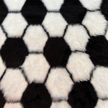 FS1110 Football Fur Fabric | Fabric | Black, blanket, Children, Comfort, Cow, Cuddle, Cuddly, drape, Fabric, fashion fabric, Fleece, football, Fur, Kids, making, pets, Polyester, Sale, sewing, Skirt, soccer, throw, White | Fabric Styles