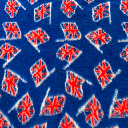 FS1111 Union Jack Fur Fabric | Fabric | Black, blanket, Children, Comfort, Cow, Cuddle, Cuddly, drape, Fabric, fashion fabric, Fleece, football, Fur, Kids, making, pets, Polyester, sewing, Skirt, soccer, throw, White | Fabric Styles