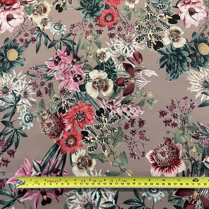 FS833 Mocca Floral | Fabric | fabric, Flower, jersey, Mink, Mocca, scuba, stretch, Taupe | Fabric Styles