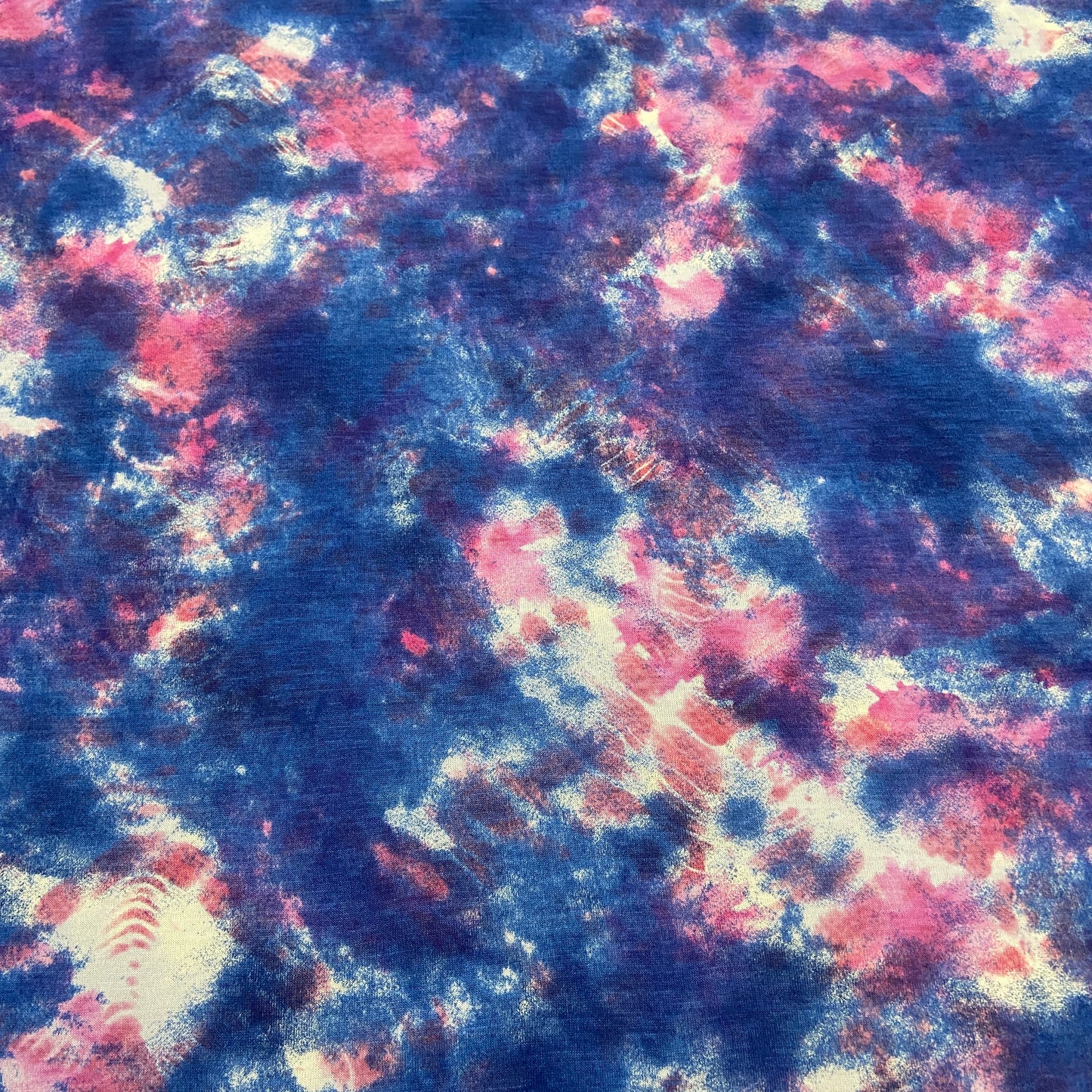 FS676 Blue Tie Dye | Fabric | Blue, drape, elastane, Fabric, fashion fabric, jersey, making, mono chrome, Pastel, Pink, SALE, sewing, stretch, Stretchy, Tie Dye, Viscose, Viscose Elastane, Water Colour | Fabric Styles