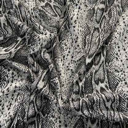 FS720 Jacquard Snake Skin Stretch Knit Fabric Grey | Fabric | animal, drape, Elastane, Fabric, fashion fabric, Knitwear, Loose Knit, Nude, Pink, Polyester, sewing, snake, Soft, Stretchy | Fabric Styles