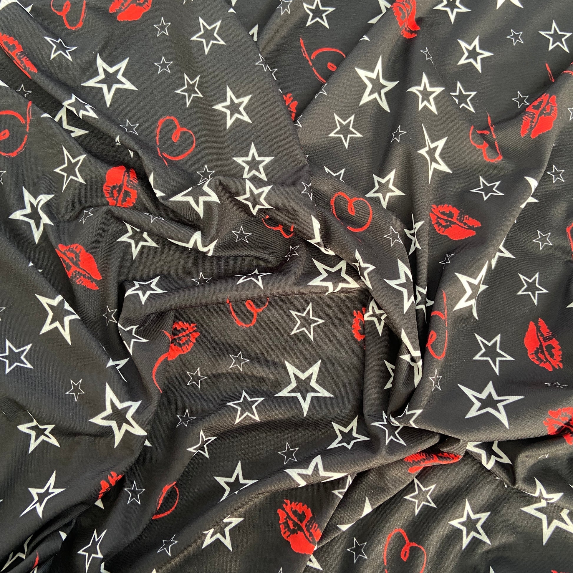 FS782 Love Stars | Fabric | Baby, Boys, Child, Children, drape, Fabric, fashion fabric, Kid, Kids, sale, sewing, Spun Polyester Elastane, Star, Starry, Stars, Stretchy | Fabric Styles