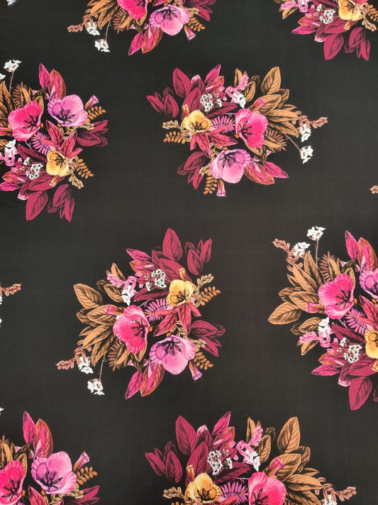 FS652_1 Floral | Fabric | Beach, Black, drape, Fabric, fashion, fashion fabric, Floral, Flower, flowers, making, Neon, pink, polyester, Sale, sewing, spandex, stretch, Stretchy, Swim, Swimwear, yellow | Fabric Styles