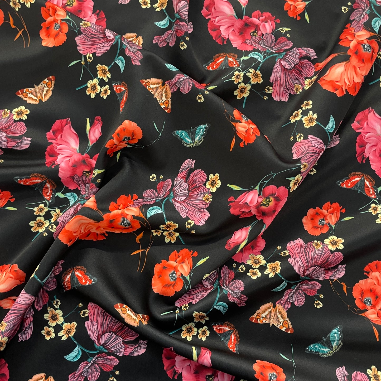 FS830 Black & Navy Floral | Fabric | fabric, Floral, jersey, sale, scuba, stretch | Fabric Styles