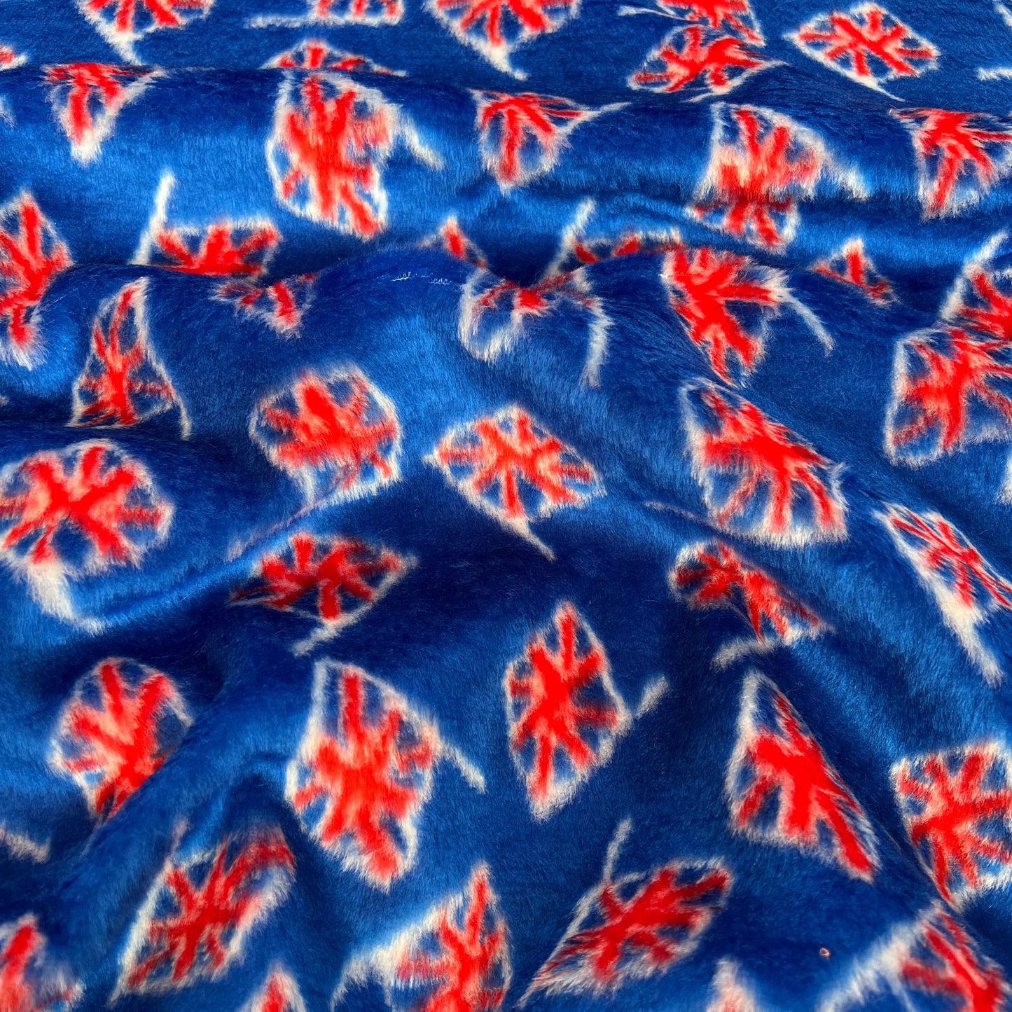 FS1111 Union Jack Fur Fabric | Fabric | Black, blanket, Children, Comfort, Cow, Cuddle, Cuddly, drape, Fabric, fashion fabric, Fleece, football, Fur, Kids, making, pets, Polyester, sewing, Skirt, soccer, throw, White | Fabric Styles