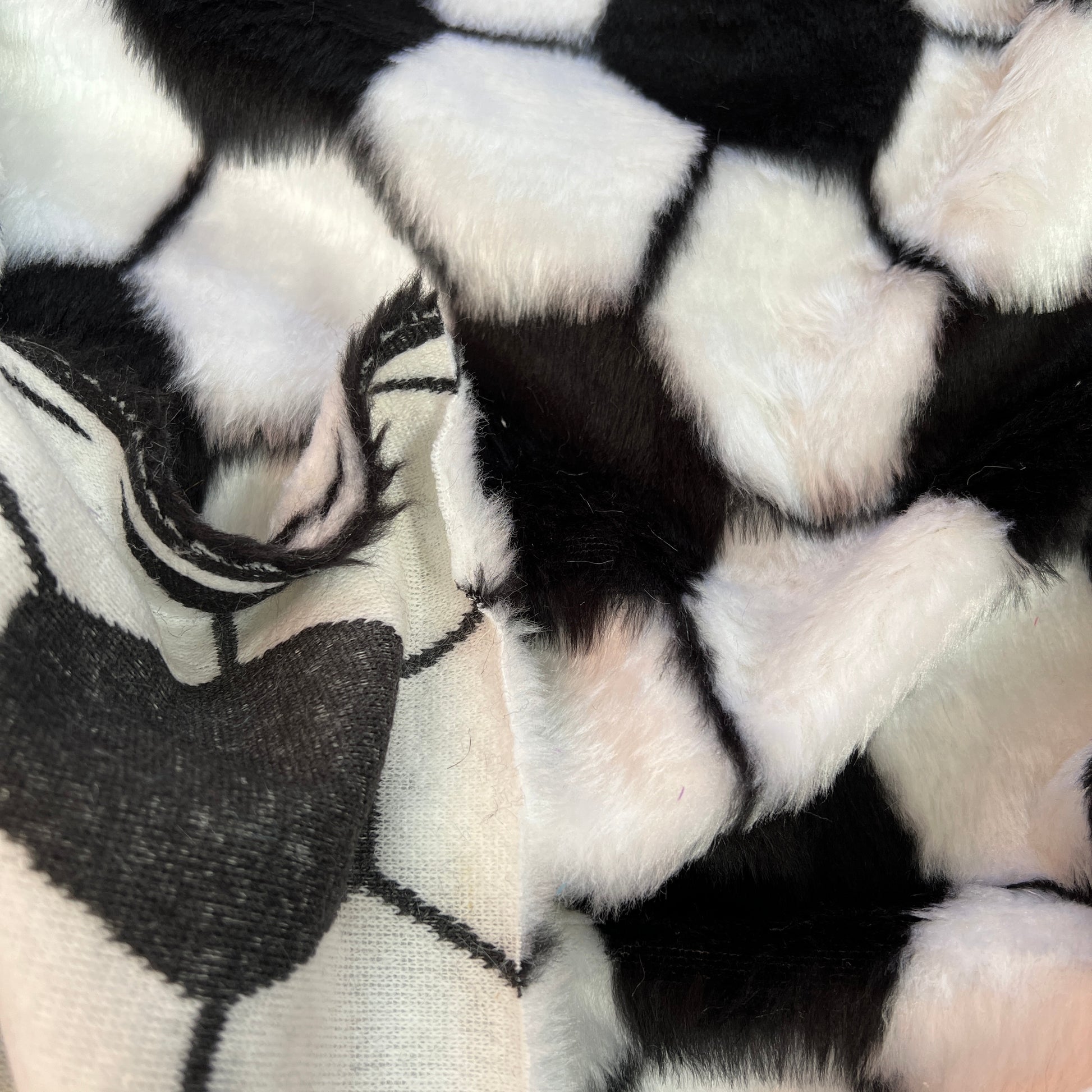 FS1110 Football Fur Fabric | Fabric | Black, blanket, Children, Comfort, Cow, Cuddle, Cuddly, drape, Fabric, fashion fabric, Fleece, football, Fur, Kids, making, pets, Polyester, Sale, sewing, Skirt, soccer, throw, White | Fabric Styles