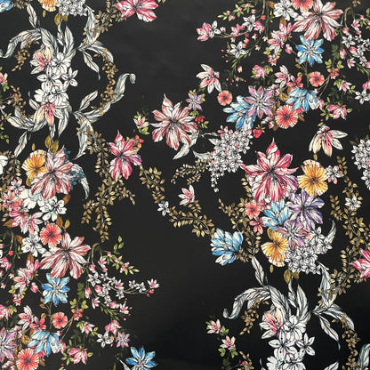 FS831 Black Floral | Fabric | fabric, Floral, jersey, Purple, sale, scuba, stretch | Fabric Styles