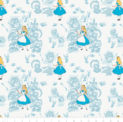 FS757_1 Alice in Wonderland | Fabric | Alice, Alice in Wonderland, blue, Brand, Branded, Children, Cotton, Denim, Disney, drape, Fabric, fashion fabric, Kids, Light blue, Limited, making, Pink, Sale, sewing, Skirt, wonderland | Fabric Styles